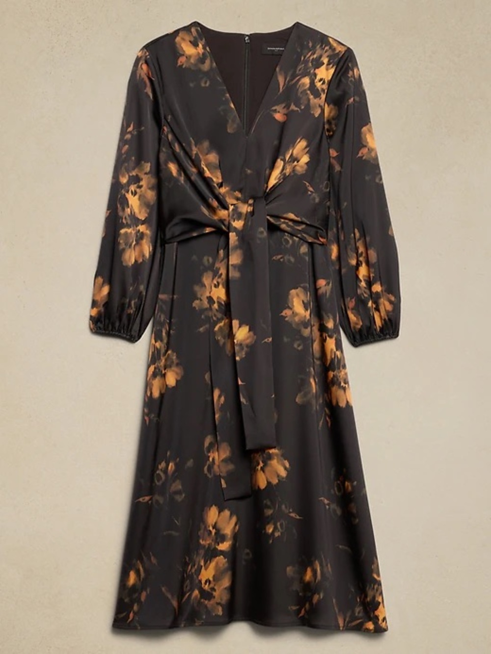 Banana Republic SATIN TIE-FRONT MIDI DRESS